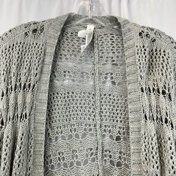 Aeropostale Womens Open Knit 3/4 Sleeve Cardigan Open Front Gray Size XS - Picture 3 of 8